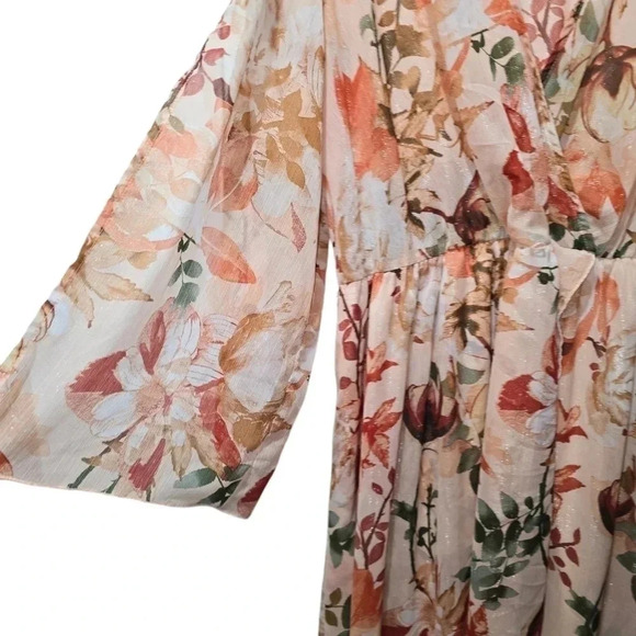 Vintage Alexa B Plus Women Nites 20W Faux Wrap Gown Pink Floral Chiffon Feminine - Picture 3 of 8